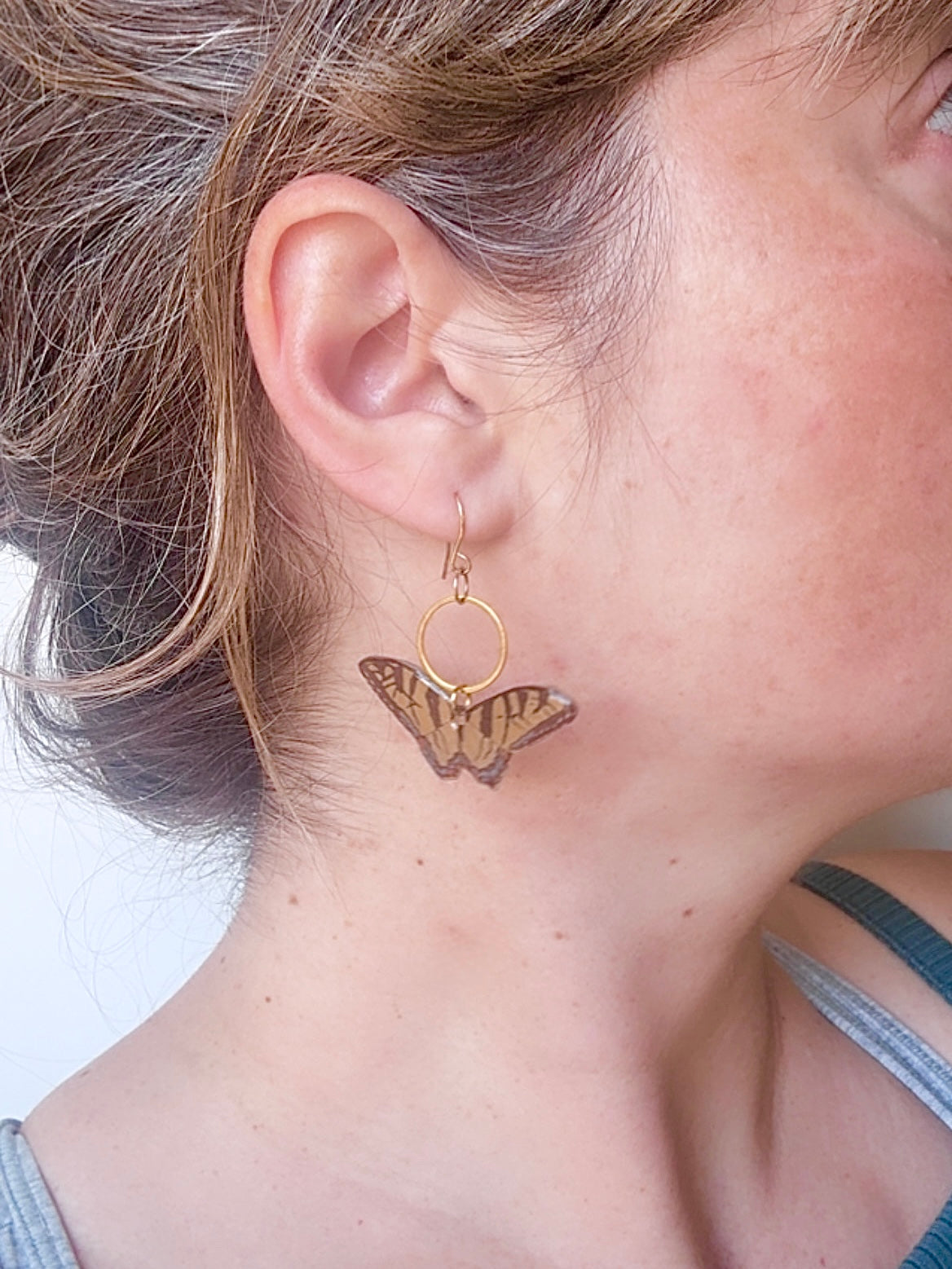 Hand-Illustrated Eastern Tiger Swallowtail Butterflies | Handmade Acrylic + Resin Dangle Earrings