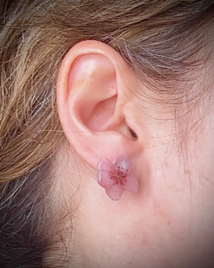 Handmade Acrylic + Resin Studs | Cherry Blossom Flowers