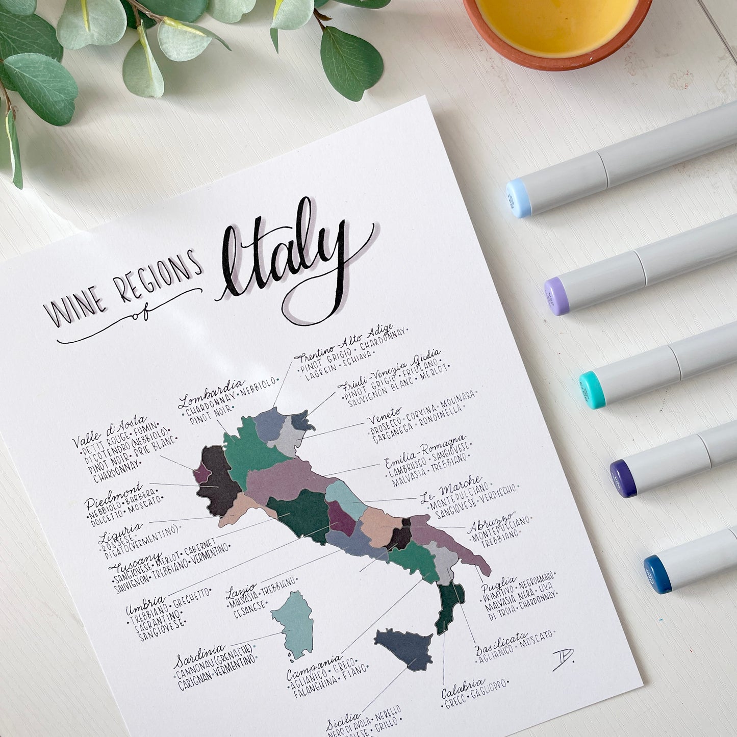 Wine Regions of Italy | Recycled Cardstock Print