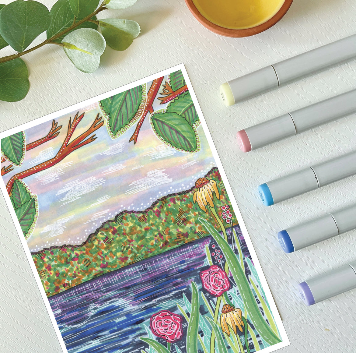 Mountain Lake Abstract | Recycled Cardstock Print