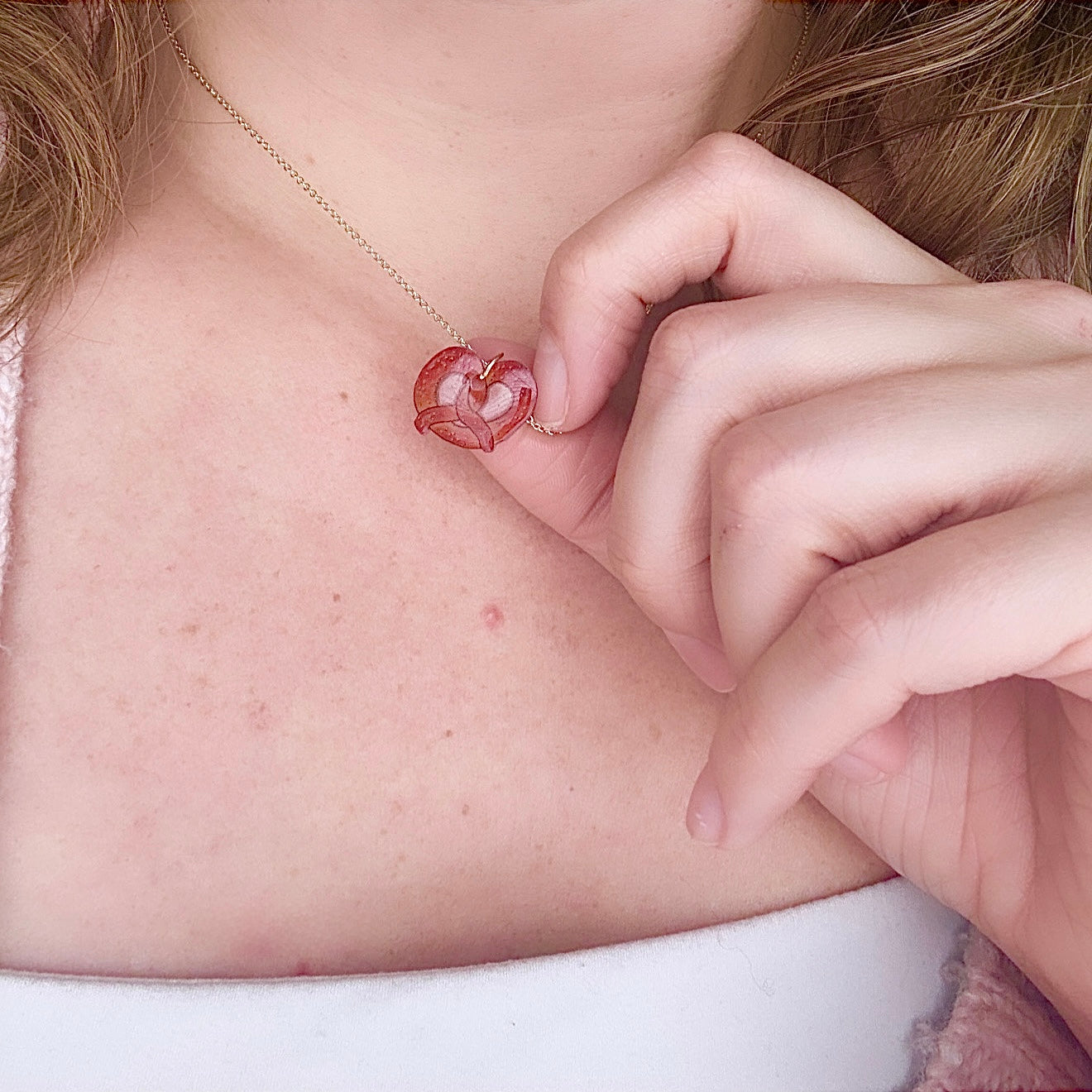 Hand-Illustrated Pretzel | Handmade Acrylic Necklace