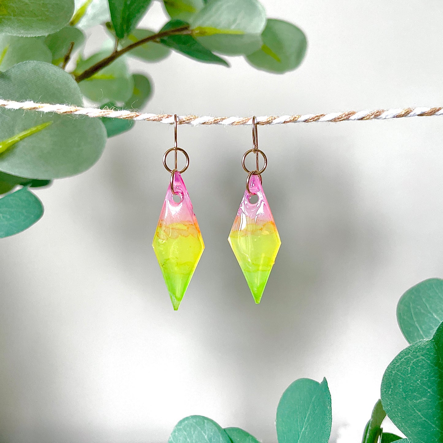 Upcycled Plastic Earrings | Translucent Ombre Rainbow Diamonds