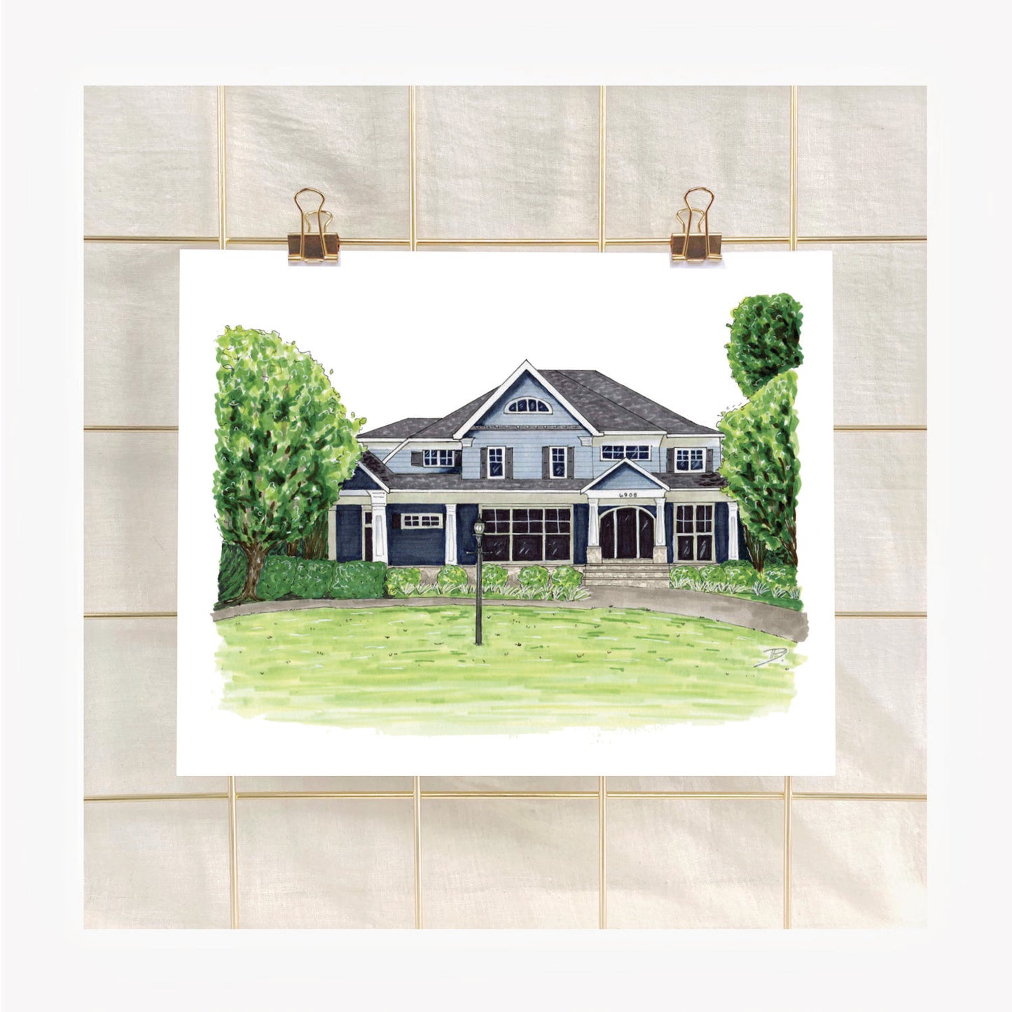 Hand-Illustrated House Portrait