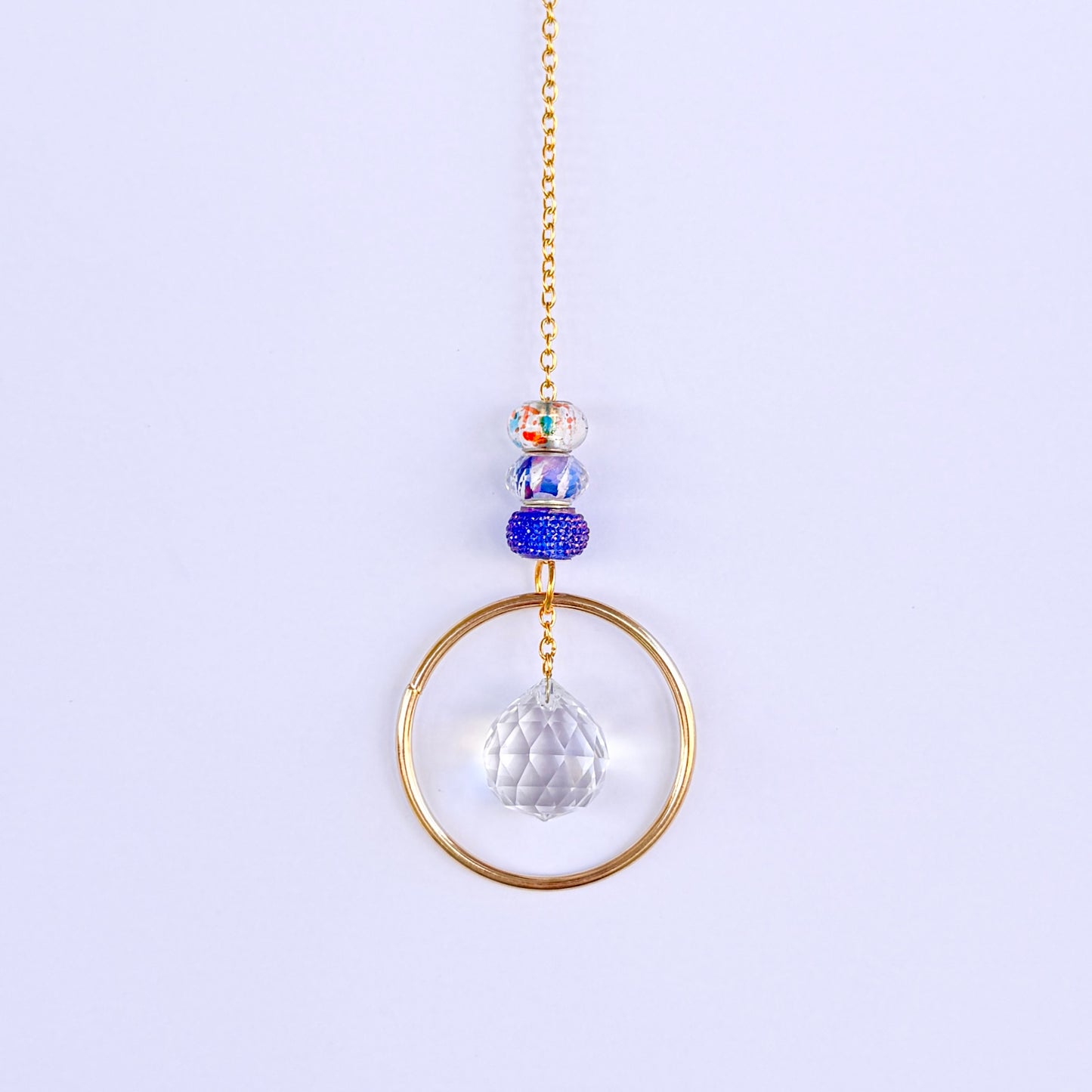 Small Decorative Suncatcher with Blue Ombre Beads