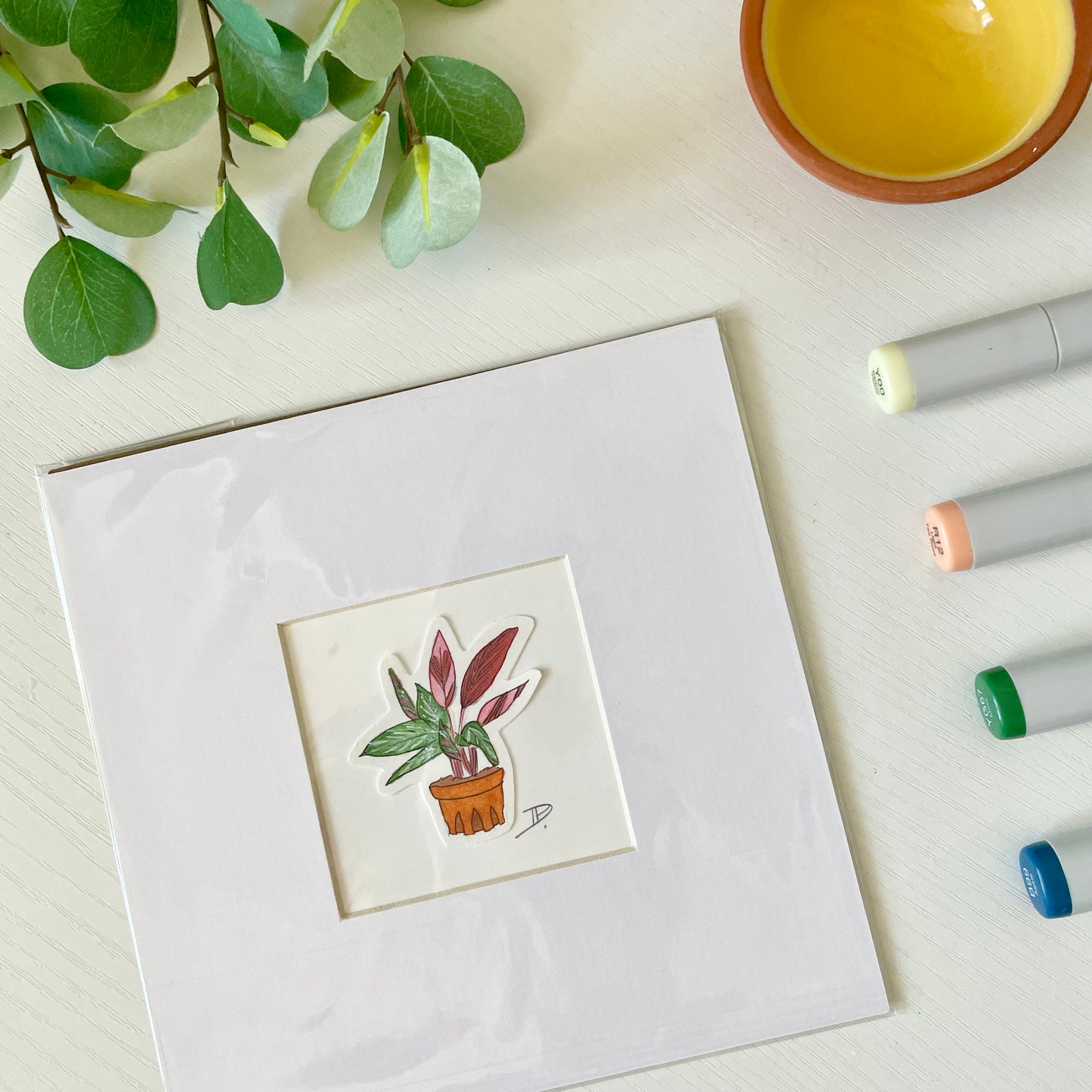 Stromanthe Houseplant | 3x3 ORIGINAL with 6x6 Mat