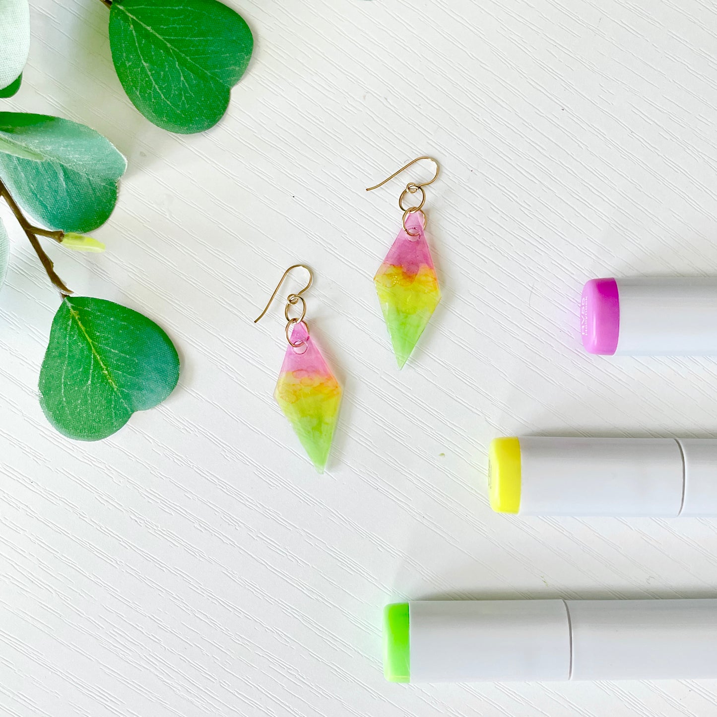 Upcycled Plastic Earrings | Translucent Ombre Rainbow Diamonds