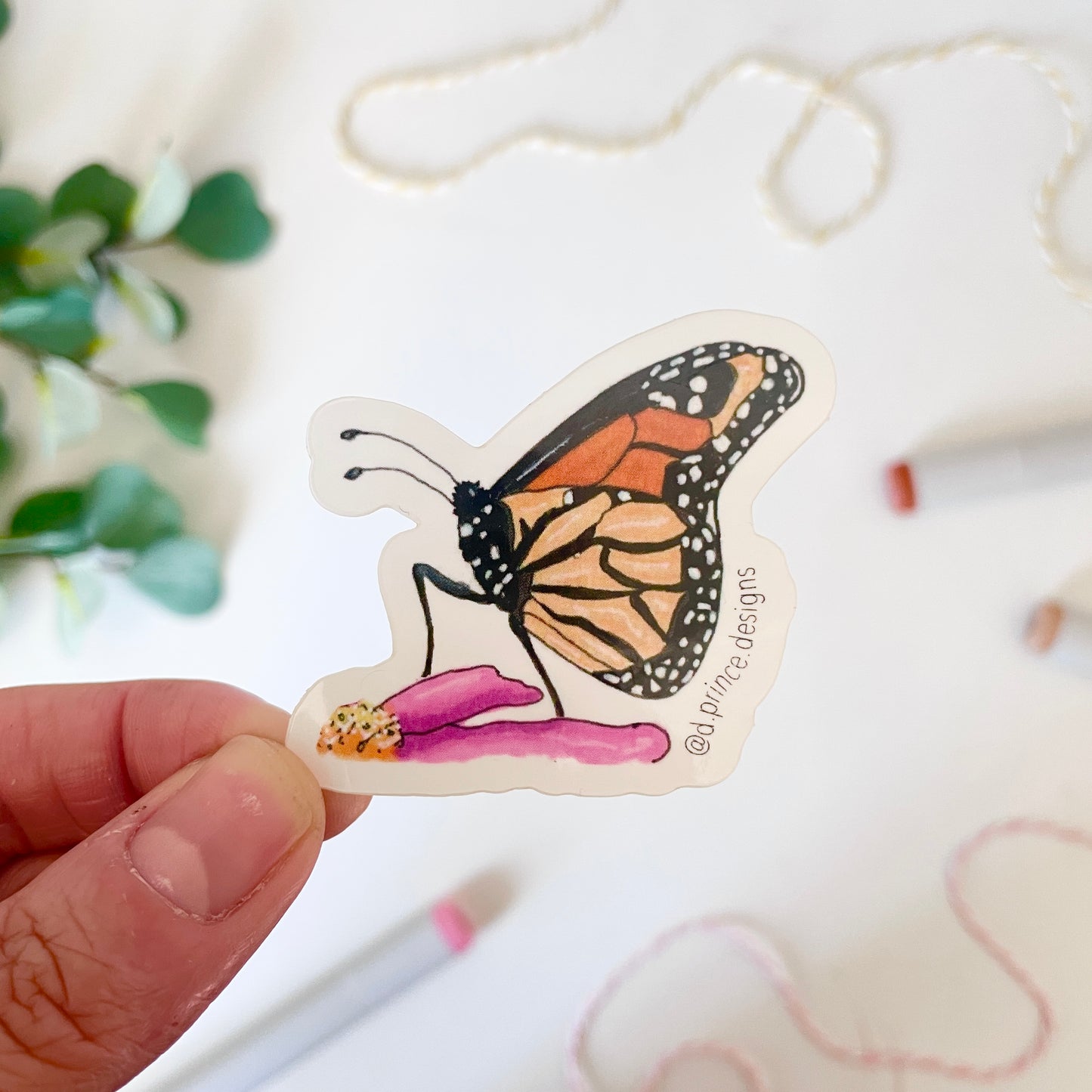 Hand-Illustrated Monarch Butterfly | 2" Vinyl Sticker