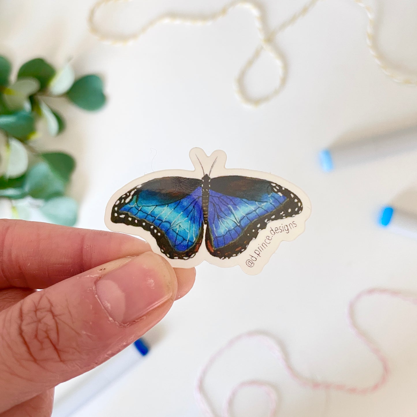 Hand-Illustrated Blue Morpho Butterfly | 2" Vinyl Sticker