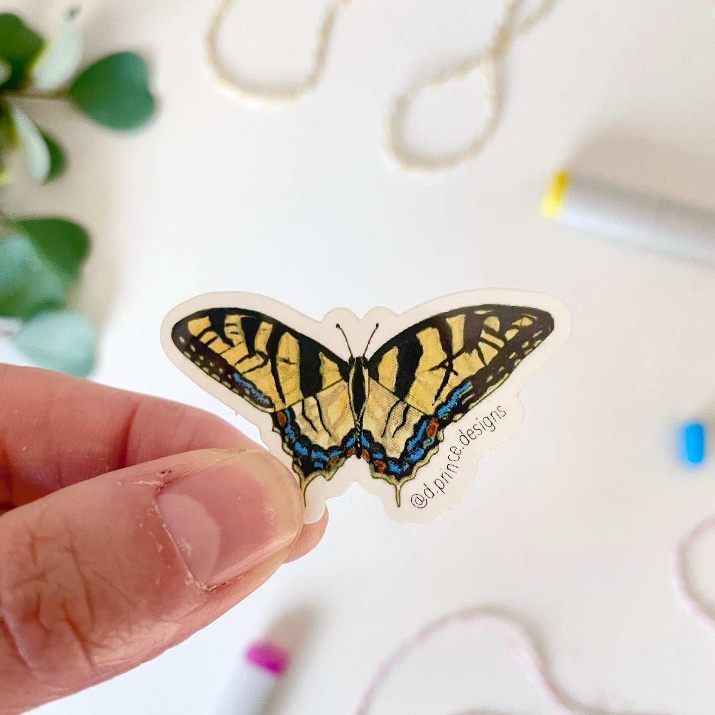 Hand-Illustrated Eastern Tiger Swallowtail Butterfly | 2" Vinyl Sticker