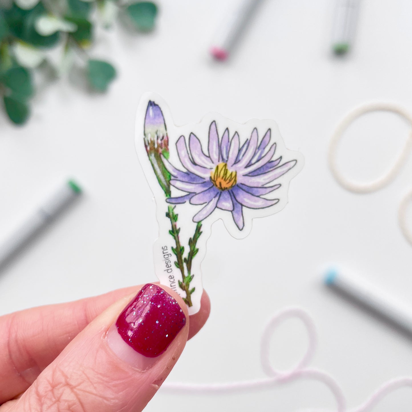 Hand-Illustrated Purple Aster | 2" Vinyl Sticker