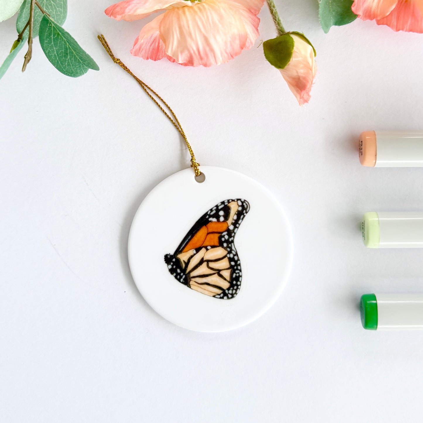 Monarch | White Ceramic Ornament with Gold Tassel