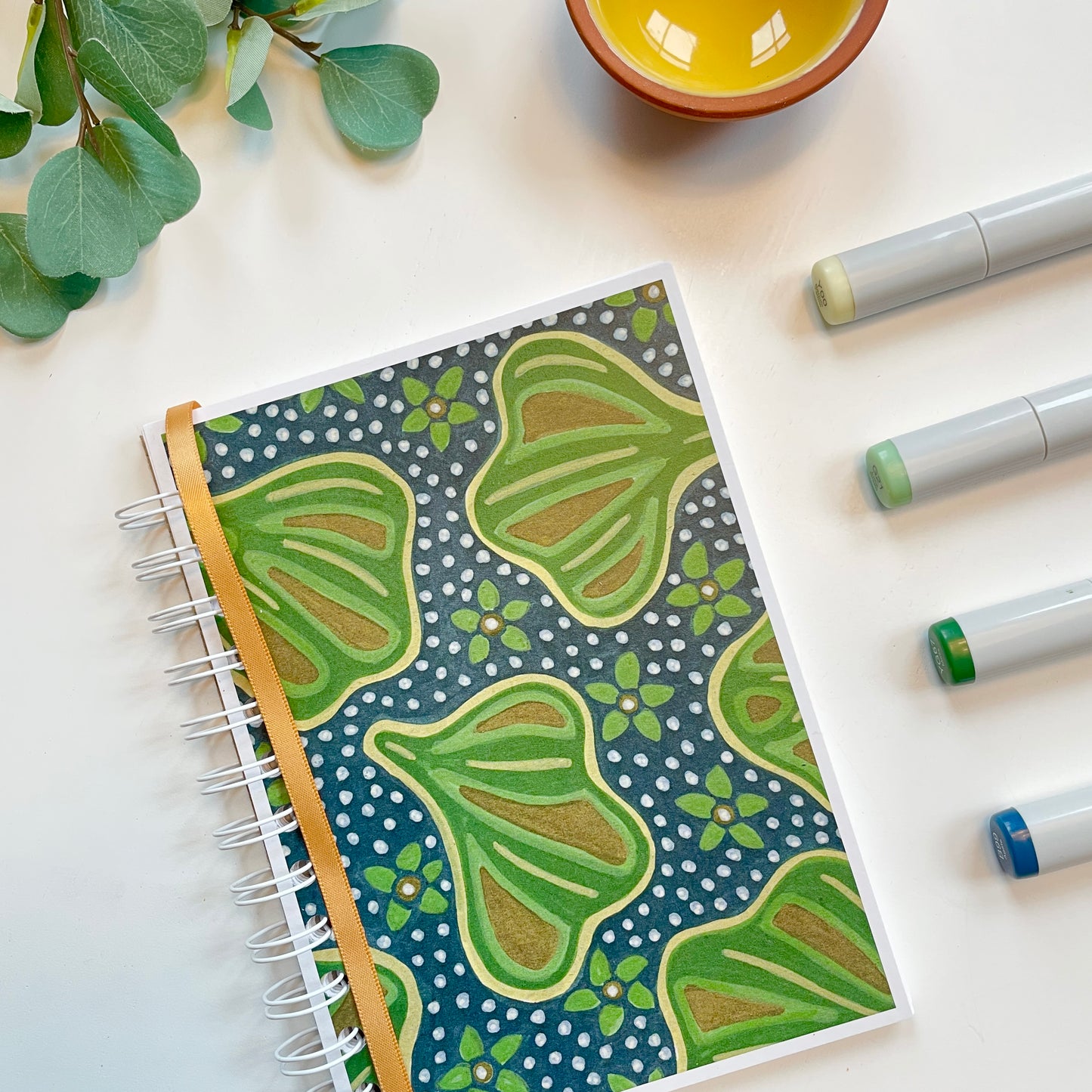 Hand-Illustrated Figs & Florals Pattern Notebook/Sketchbook