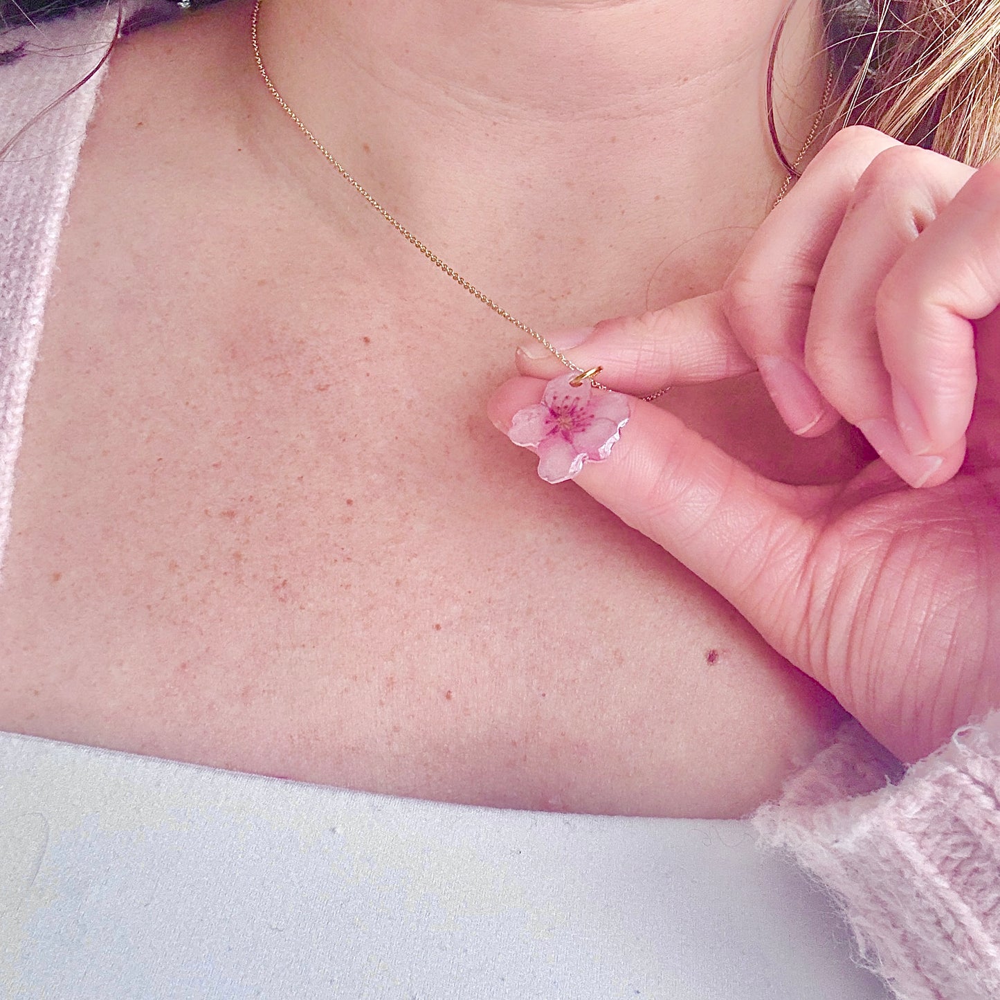 Hand-Illustrated Cherry Blossom | Handmade Acrylic Necklace