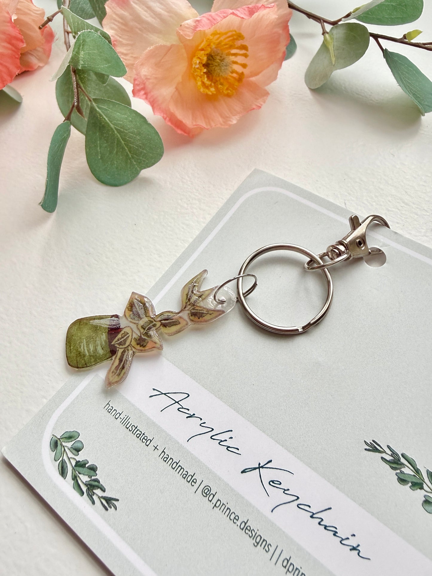 Hand-Illustrated Ficus Houseplant | Handmade Acrylic + ResinKeychain