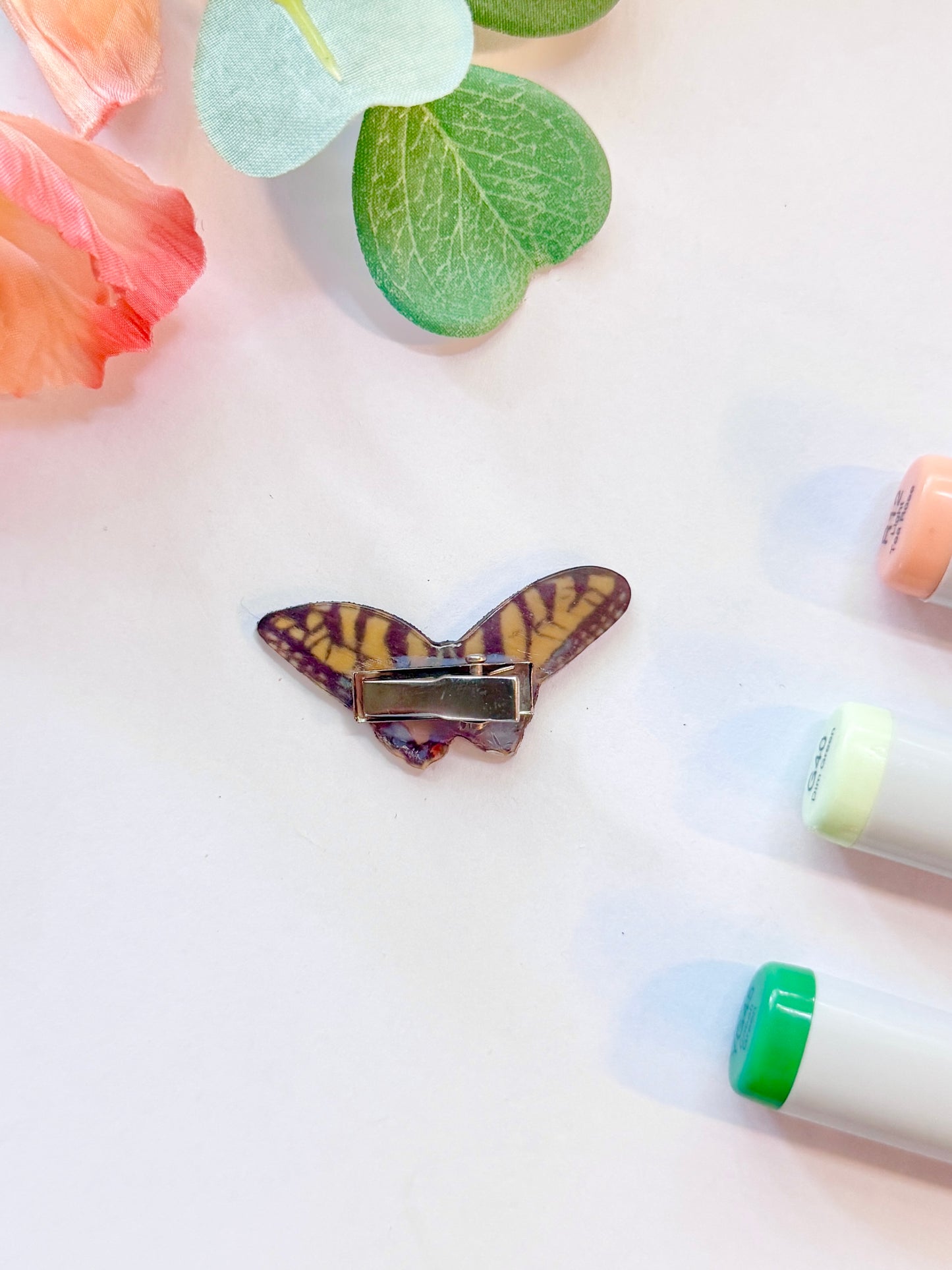 Hand-Illustrated + Handmade Eastern Tiger Swallowtail Butterfly Resin Hair Clip