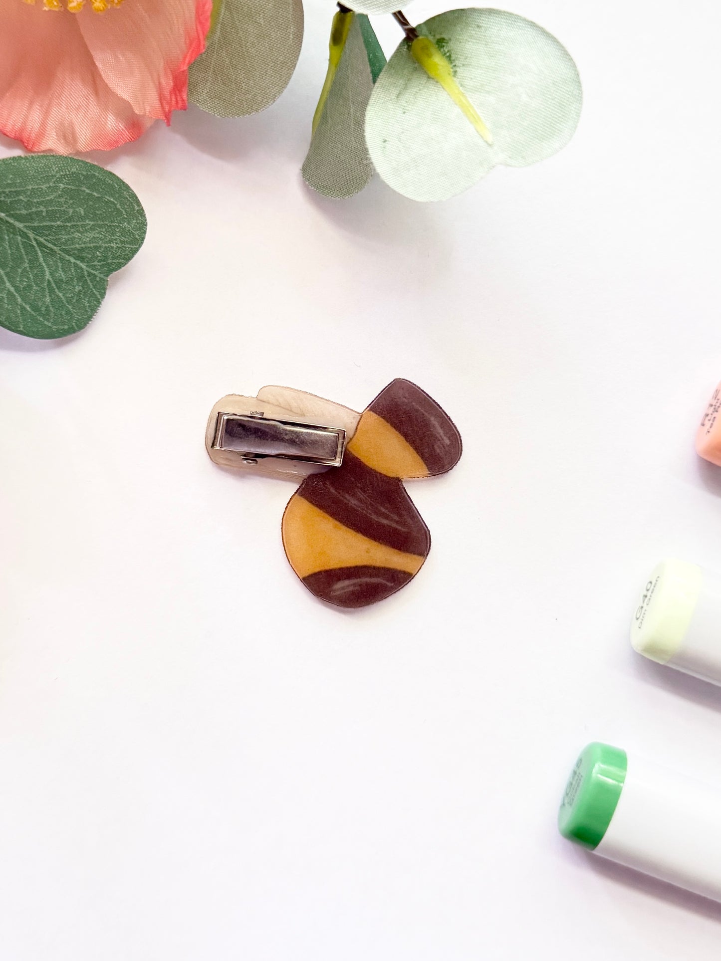 Hand-Illustrated + Handmade Bumblebee Resin Hair Clip