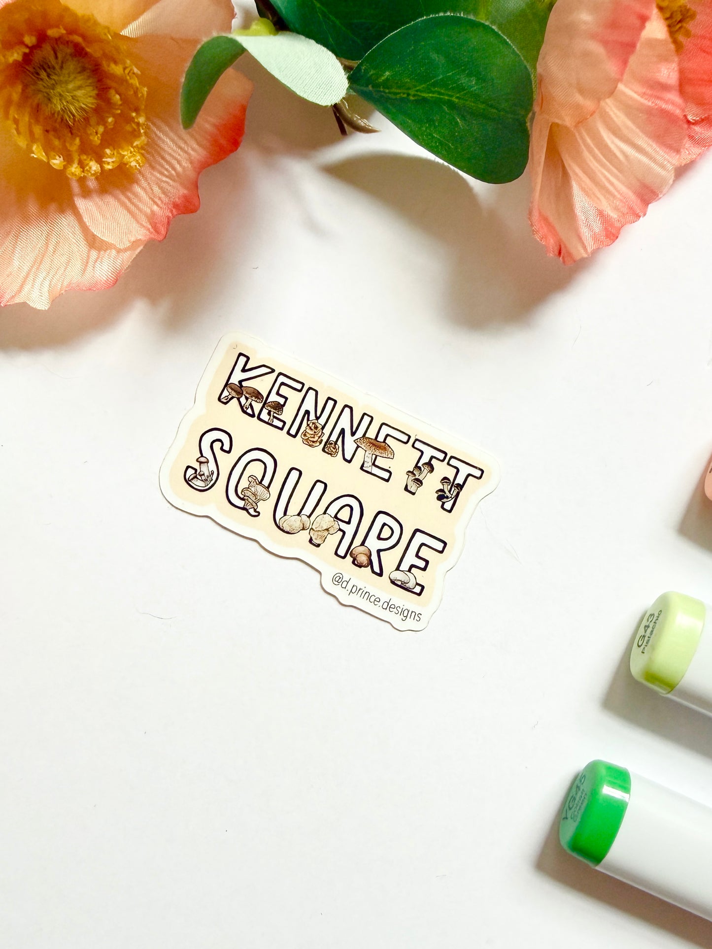 Hand-Illustrated Kennett Square Mushrooms | 2" Vinyl Sticker