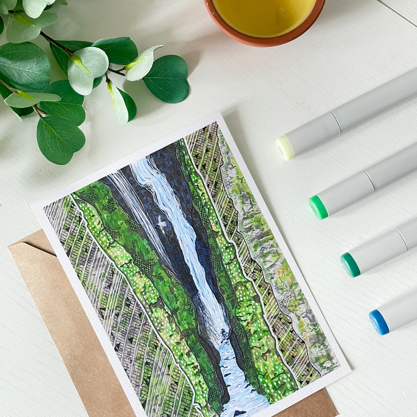 Iceland Glymur Waterfall Abstract | Recycled Cardstock Print