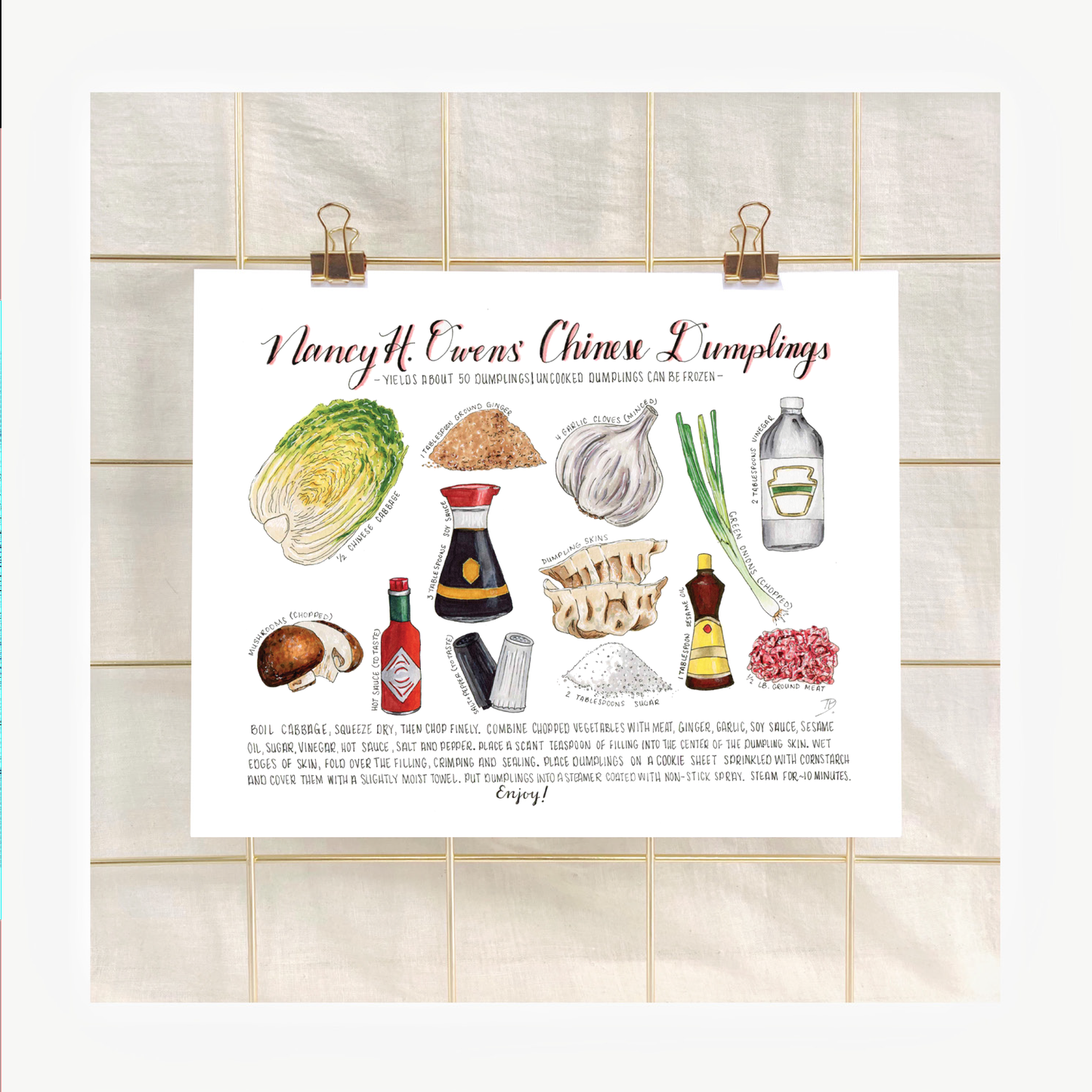 Custom Hand-Illustrated Recipe