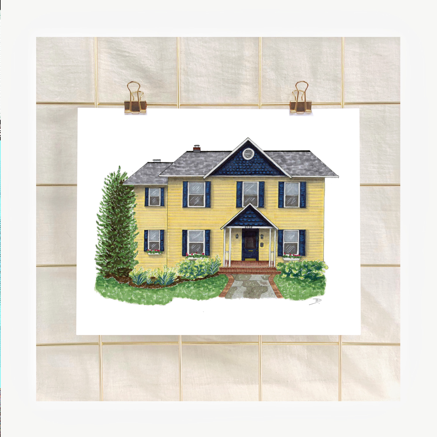 Hand-Illustrated House Portrait