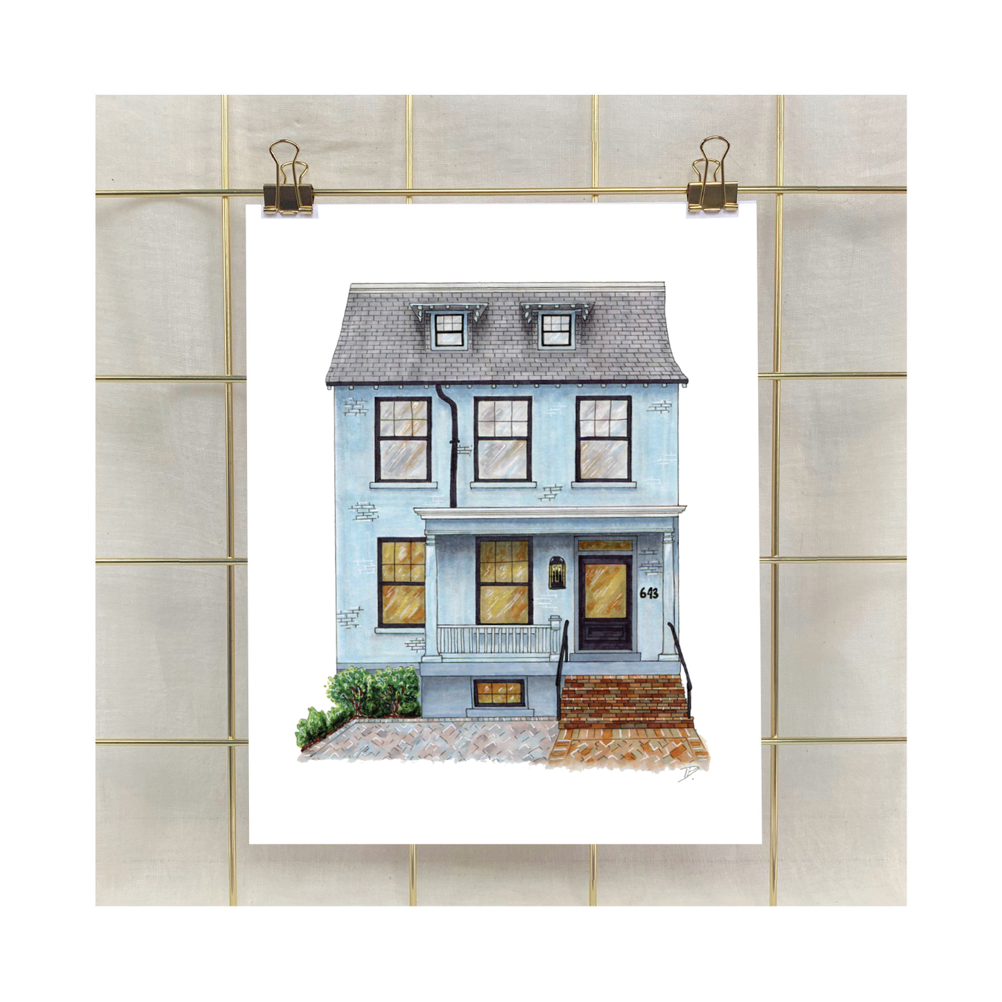 Hand-Illustrated House Portrait