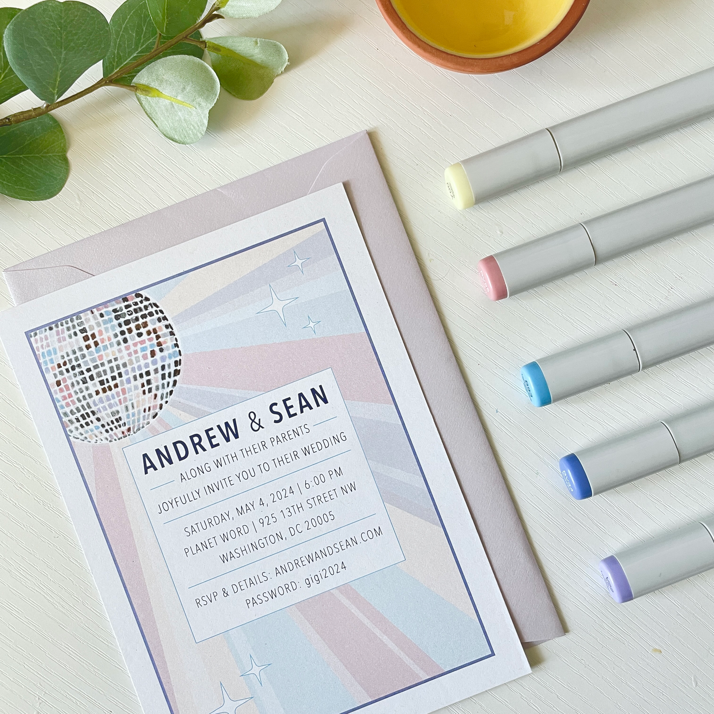 Hand-Illustrated Custom Single-Sided 5x7 Event Invitations with Envelopes | Portrait/Vertical Orientation