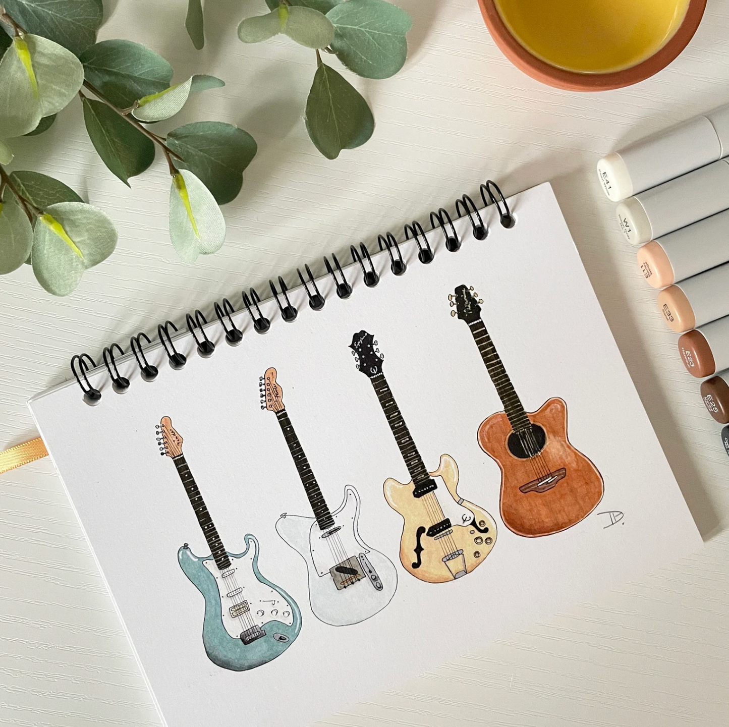 Hand-Illustrated Guitars Notebook/Sketchbook