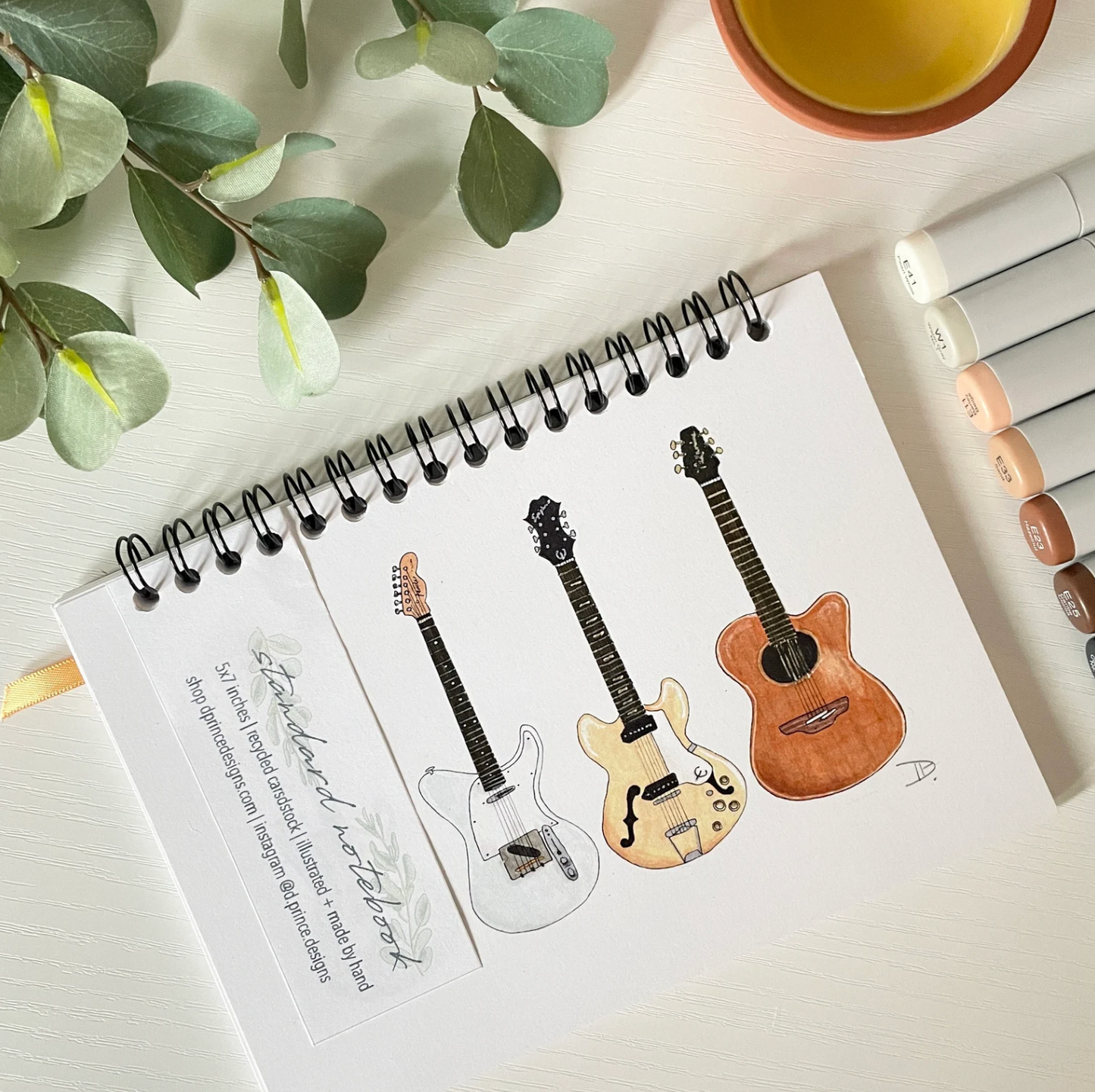 Hand-Illustrated Guitars Notebook/Sketchbook
