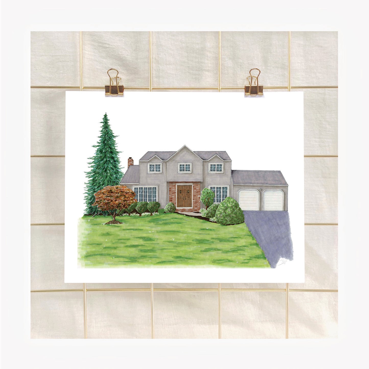 Hand-Illustrated House Portrait