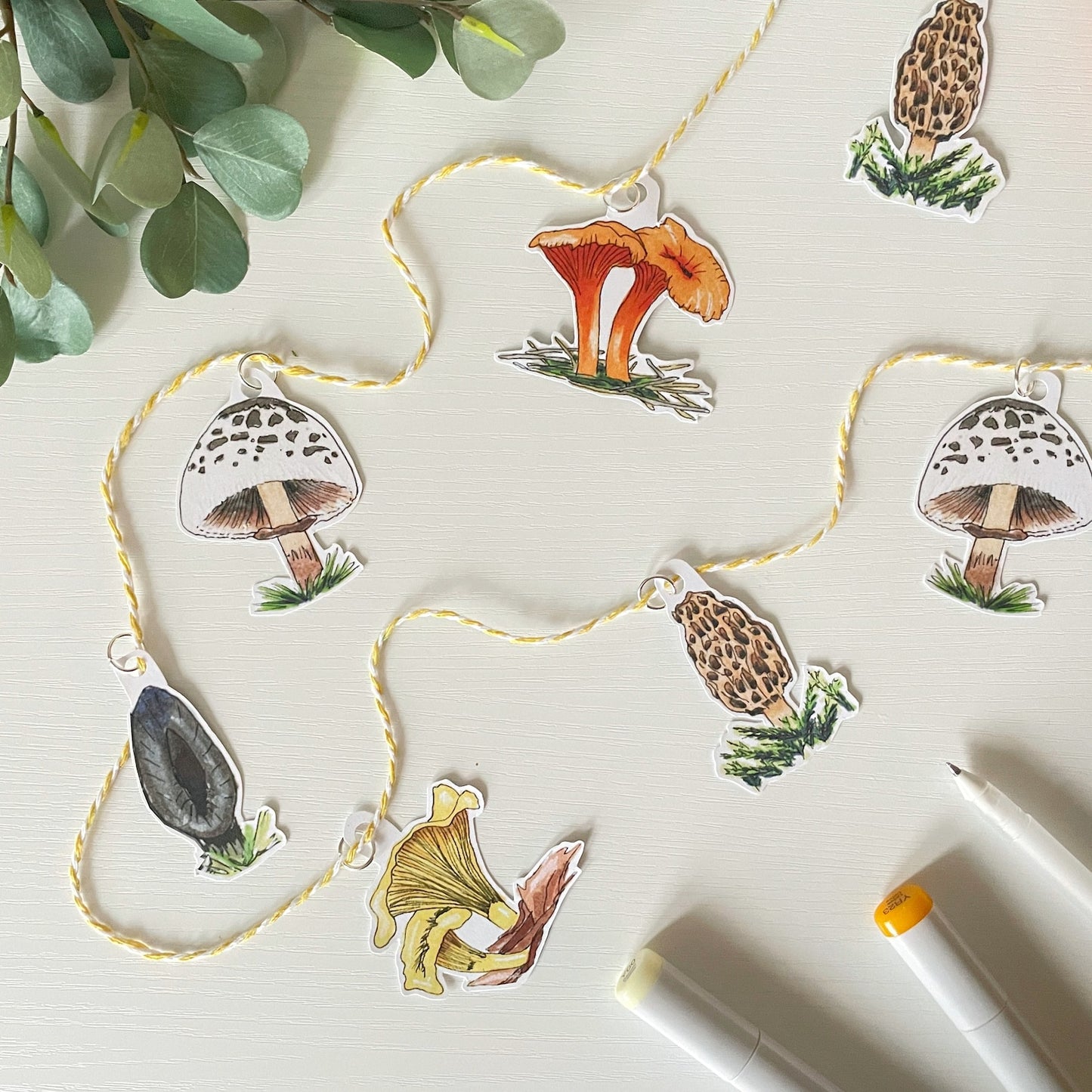 Handmade Paper Garland | Mushrooms