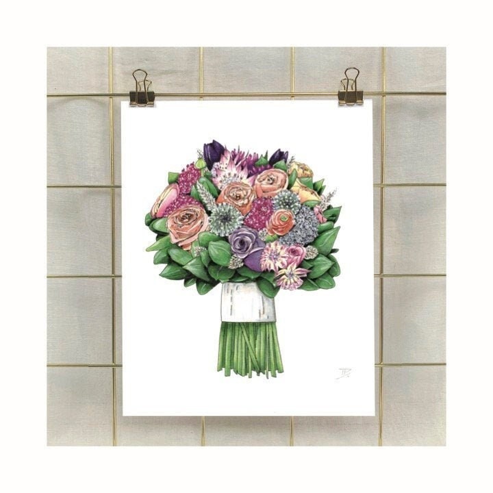Hand-Illustrated Custom Bouquet Portrait
