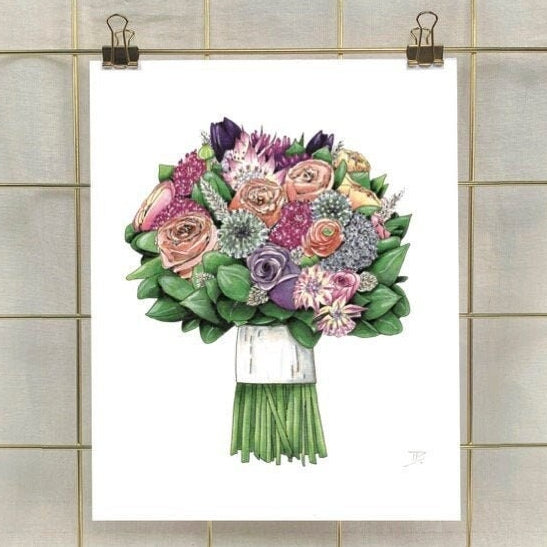 Hand-Illustrated Custom Bouquet Portrait