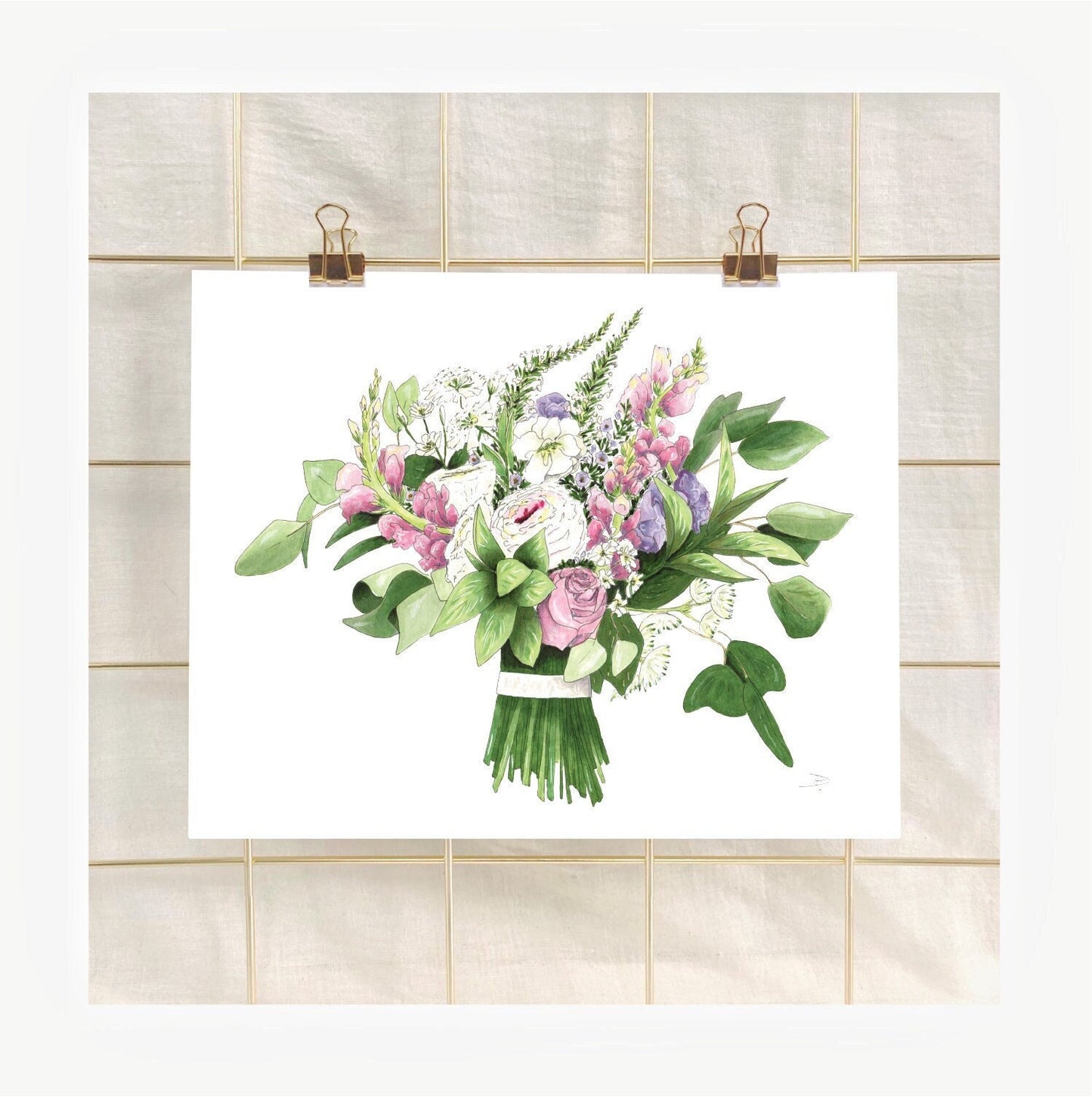 Hand-Illustrated Custom Bouquet Portrait