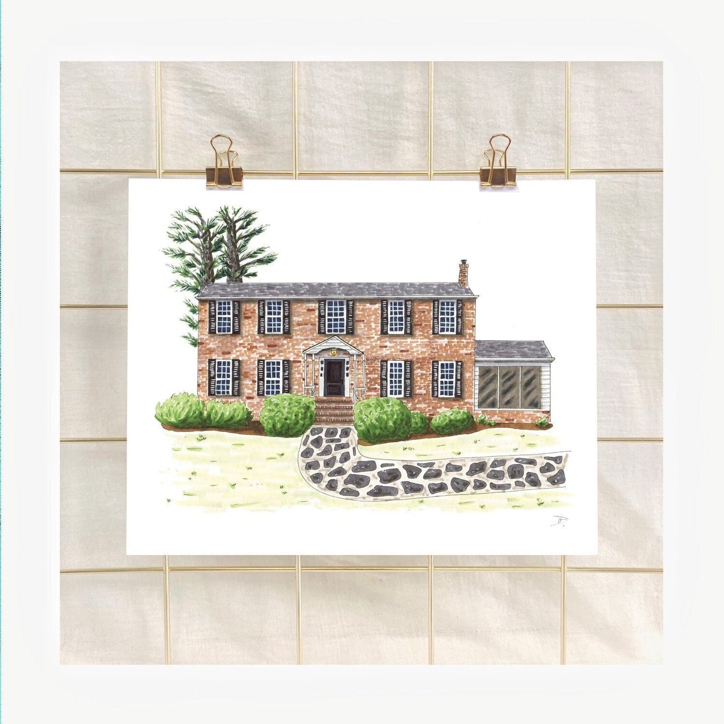 Hand-Illustrated House Portrait