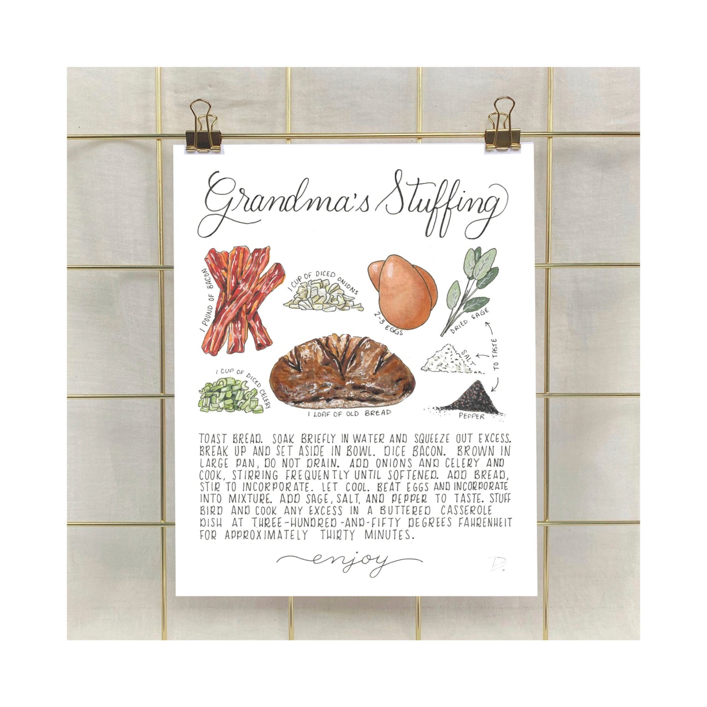 Custom Hand-Illustrated Recipe