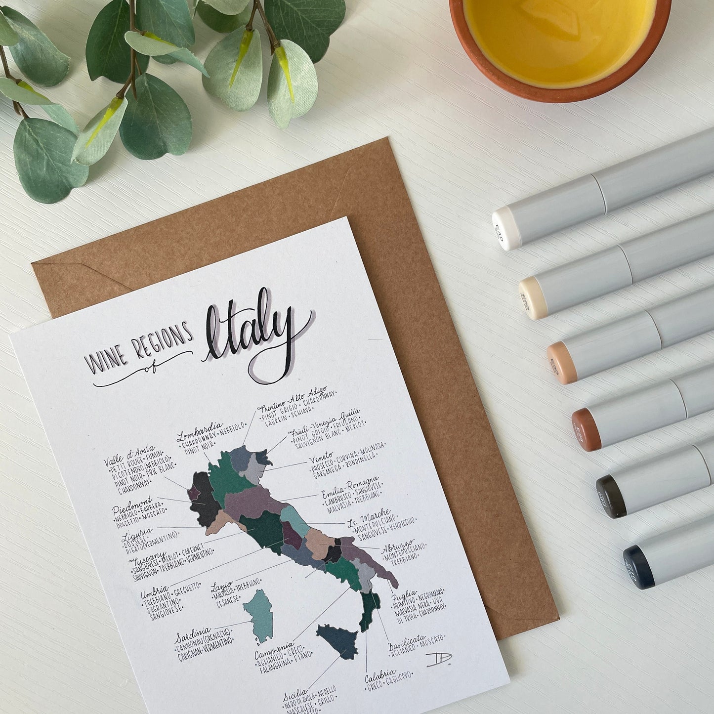 Wine Regions of Italy | Recycled Cardstock Print