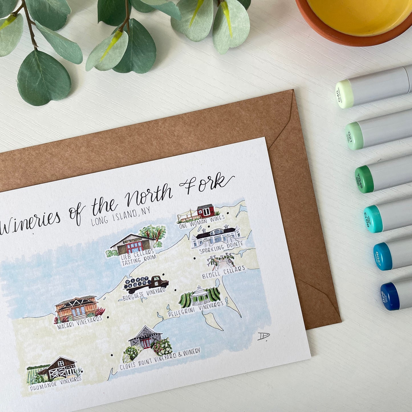 Wineries of the North Fork, Long Island, NY | Recycled Cardstock Print