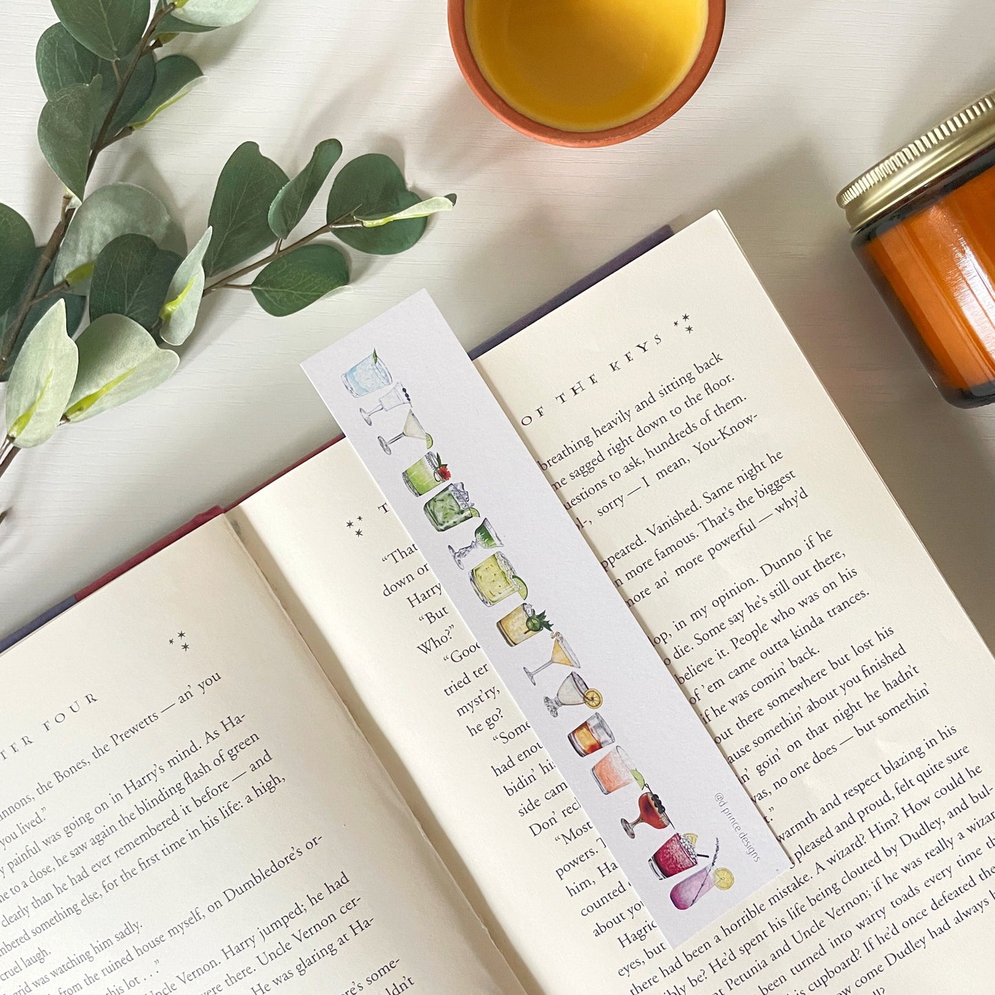 Hand-Illustrated Rainbow Cocktails | Recycled Cardstock Bookmark