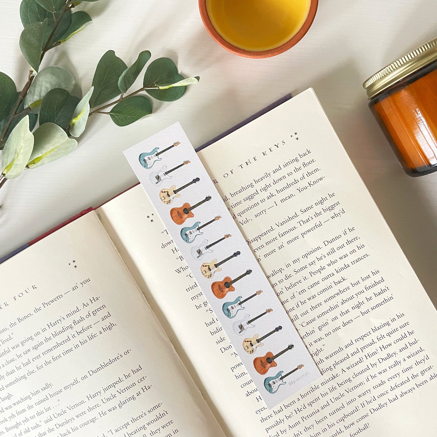 Hand-Illustrated Guitars | Recycled Cardstock Bookmark