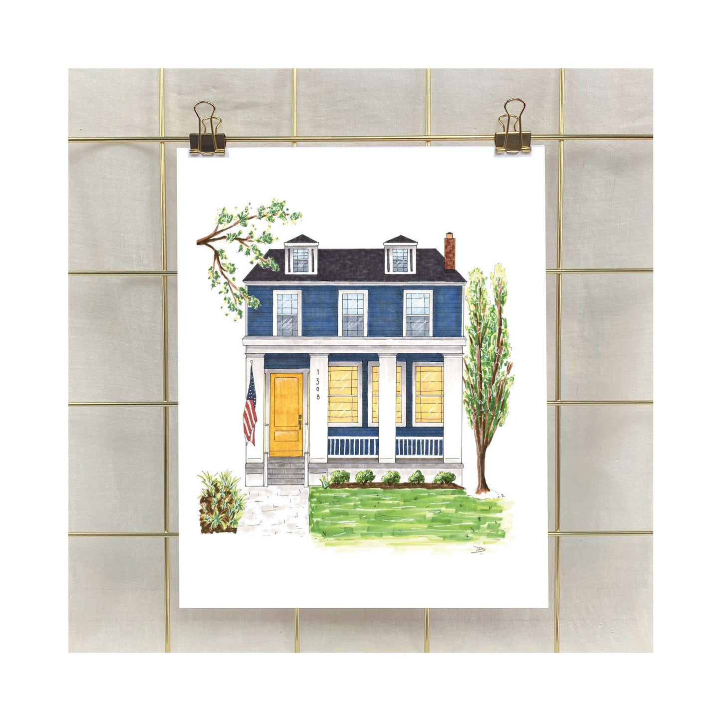 Hand-Illustrated House Portrait