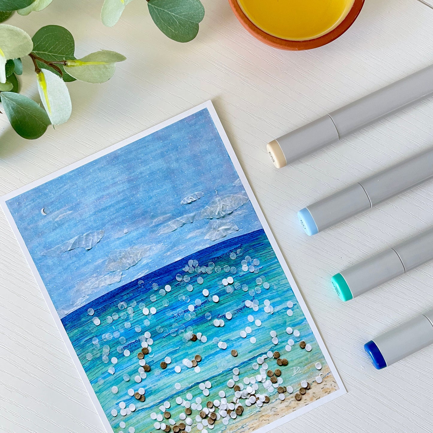 Abstract Collaged Ocean | Recycled Cardstock Print