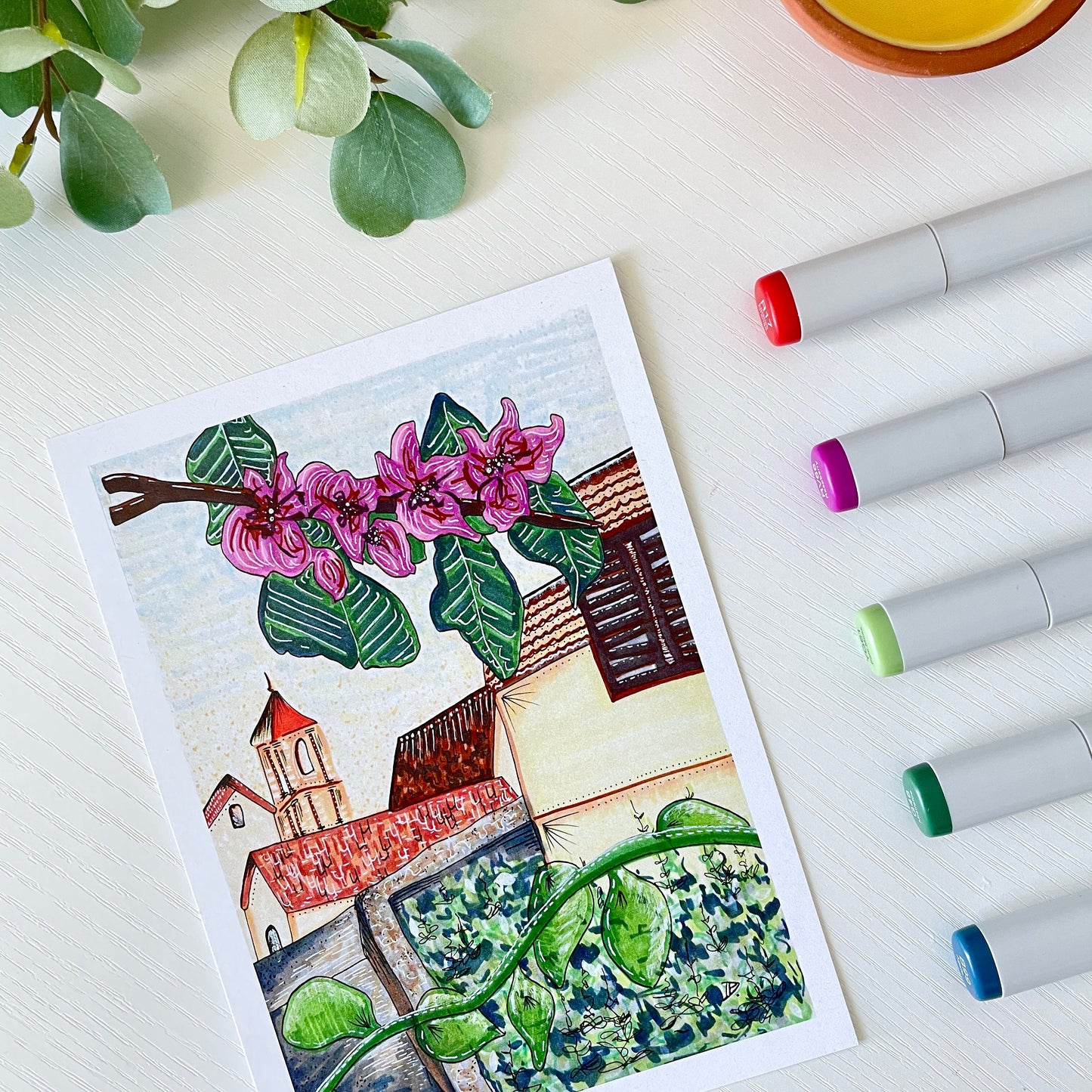 Omis, Croatia Abstract | Recycled Cardstock Print