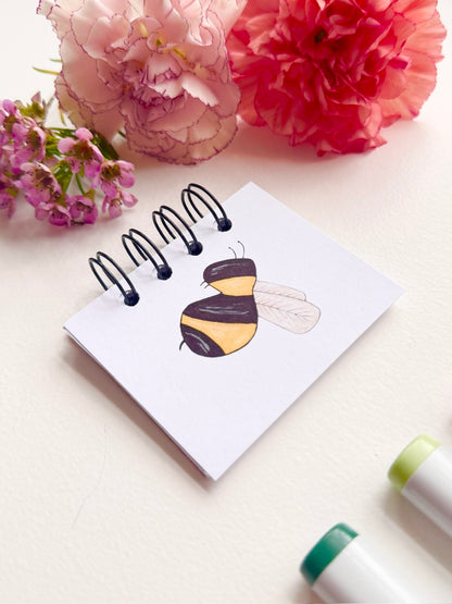 Hand-Illustrated + Handmade Mini Notebook/Sketchbook | Bumblebee