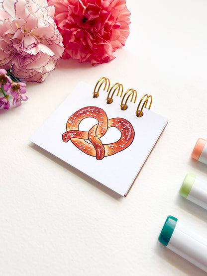 Hand-Illustrated + Handmade Mini Notebook/Sketchbook | Pretzel