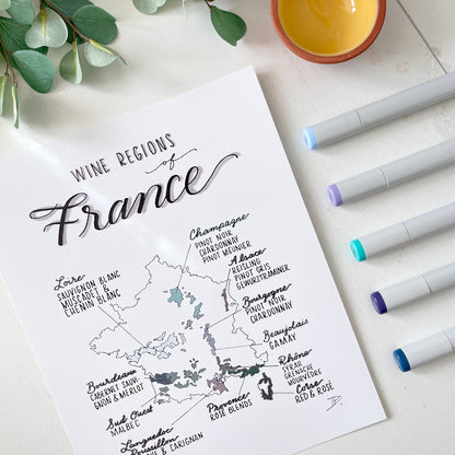 Wine Regions of France | Recycled Cardstock Print