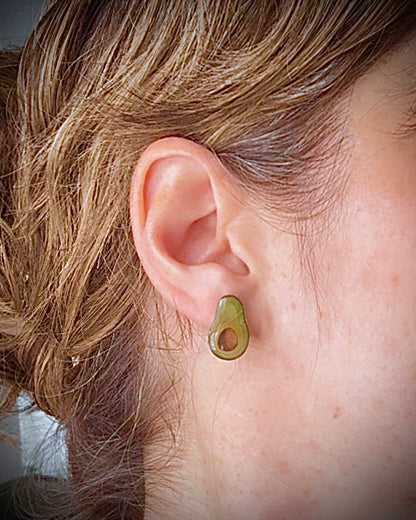 Handmade Acrylic + Resin Stud Earrings | Avocados