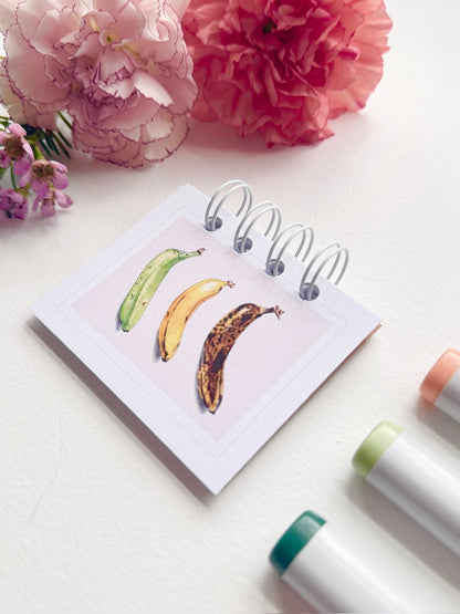 Hand-Illustrated + Handmade Mini Notebook/Sketchbook | Bananas