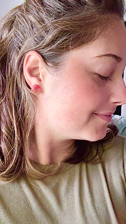Handmade Acrylic + Resin Stud Earrings | Stack of Books