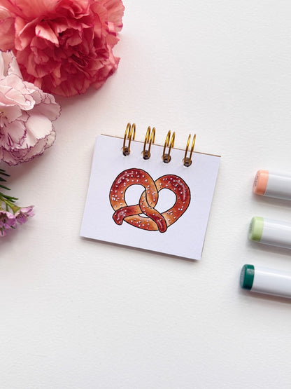 Hand-Illustrated + Handmade Mini Notebook/Sketchbook | Pretzel
