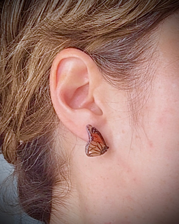 Handmade Acrylic + Resin Studs | Monarch Butterflies